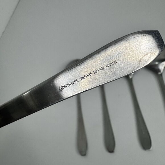 Cooper Bros. Stainless England QUEEN ANNE Set of 6 Place Oval Soup Spoons Gumbo - Picture 5 of 5